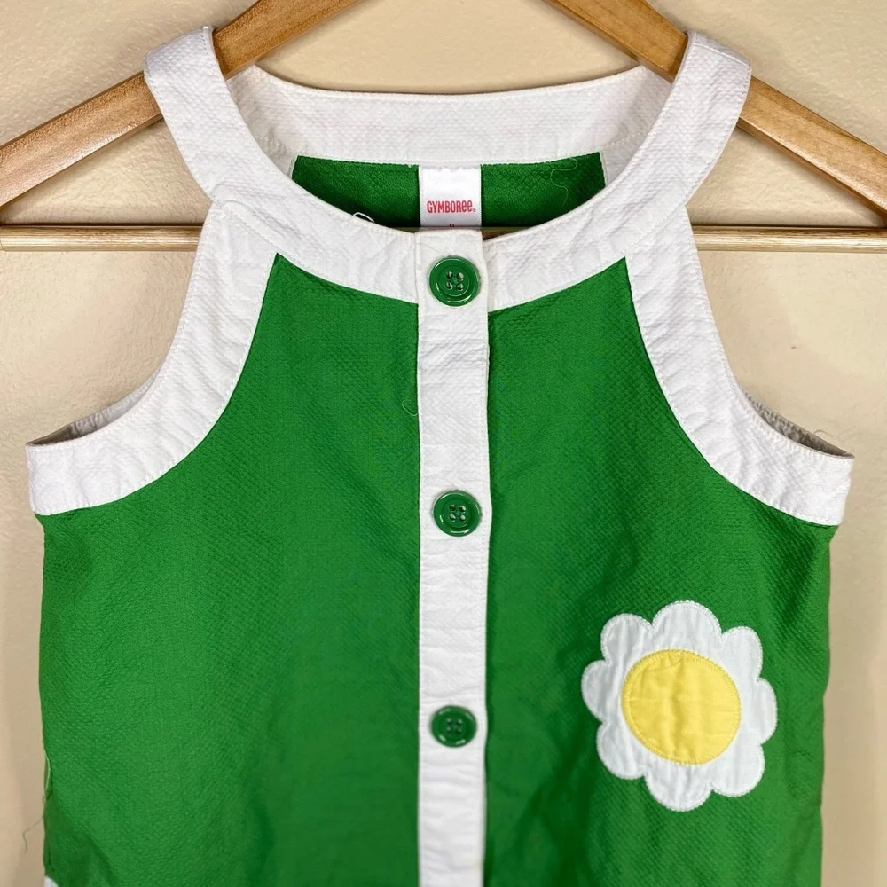 Vintage Gymboree Green Cotton Floral Dress Size 9